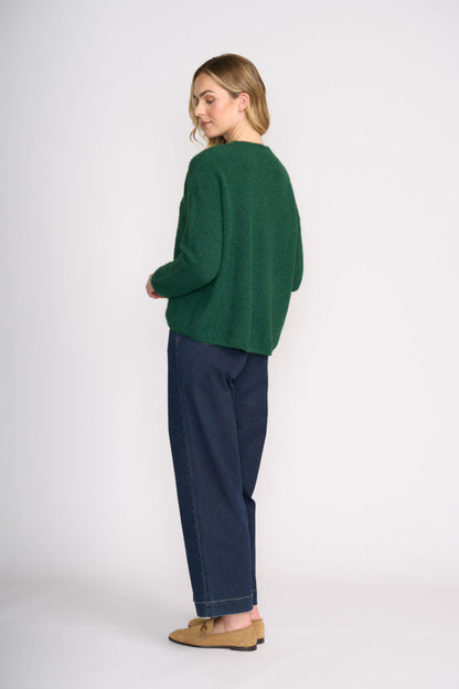 Foil FO8075 Jumper Half Jumper Deep Forest back view on model Shop Foil at Dotique
