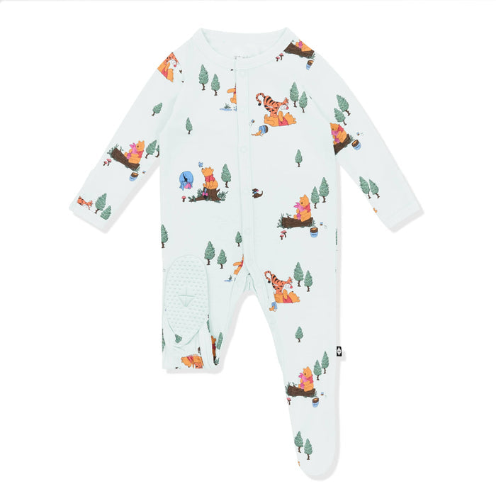 Light green foot pad shown on the Footie in Winnie the Pooh Hundred Acre Wood
