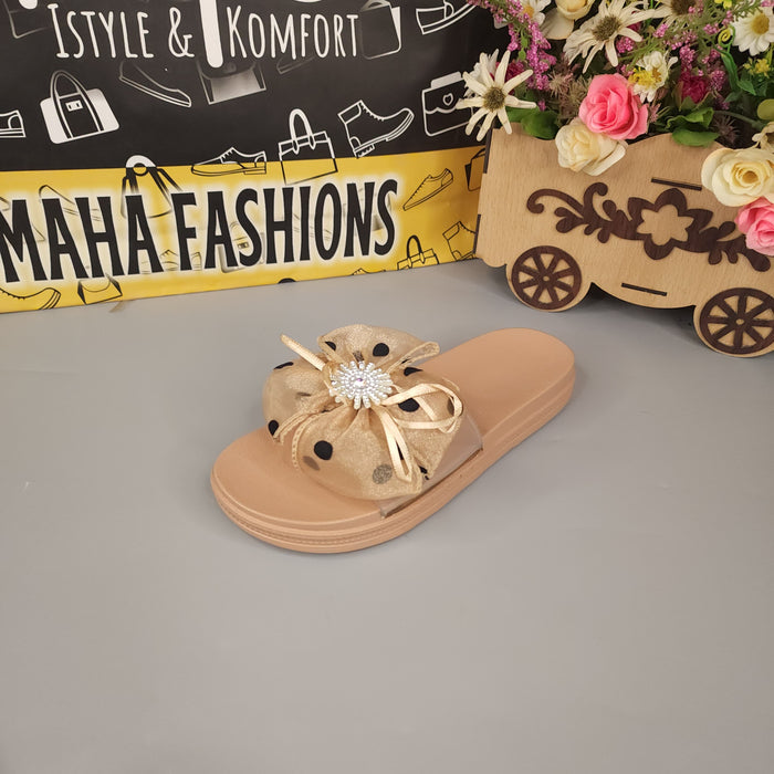 Fown flower Slides - Maha fashions -  Women Footwear