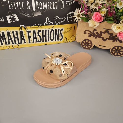 Fown flower Slides - Maha fashions -  Women Footwear