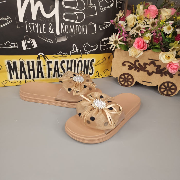Fown flower Slides - Maha fashions -  Women Footwear