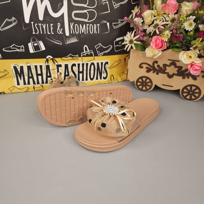Fown flower Slides - Maha fashions -  Women Footwear