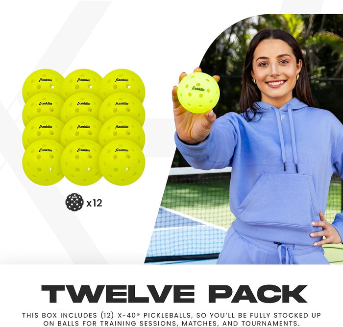 Franklin Sports Outdoor Pickleballs  X40 Pickleball Balls 12pc Pack