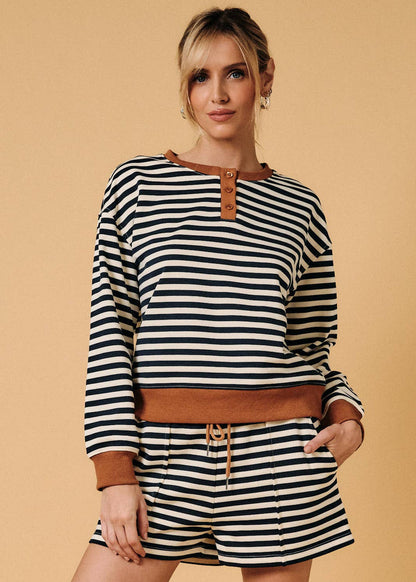 sunday edition le lis stripe lounge set navy cream orange