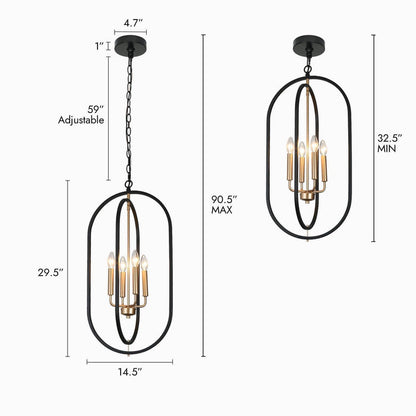 Frusena 4-Light Black and Gold Chandelier