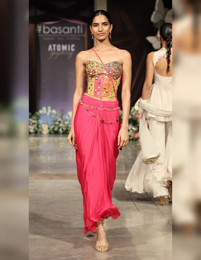 Fuschia Aura Corset & Skirt Set