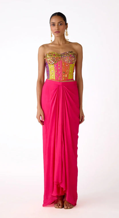 Fuschia Aura Corset & Skirt Set