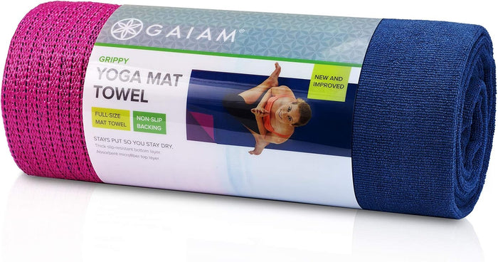 Gaiam Grippy Non Slip Yoga Mat Towel Grip Backing