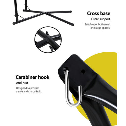 Gardeon Hammock Chair Outdoor Camping Hanging with Steel Stand Cream -Home Living Store - -