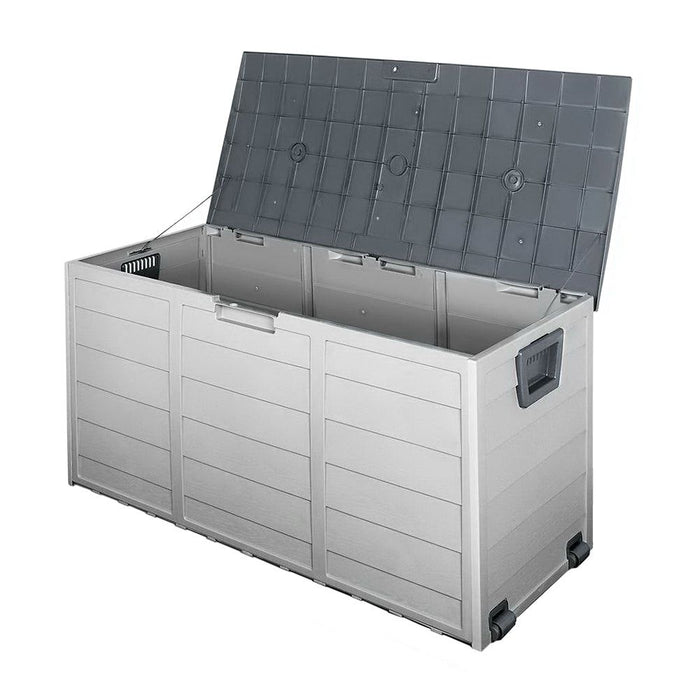Gardeon Outdoor Storage Box 290L Lockable Organiser Garden Deck Shed Tool Grey -Home Living Store - -