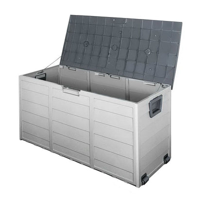 Gardeon Outdoor Storage Box 290L Lockable Organiser Garden Deck Shed Tool Grey -Home Living Store - -