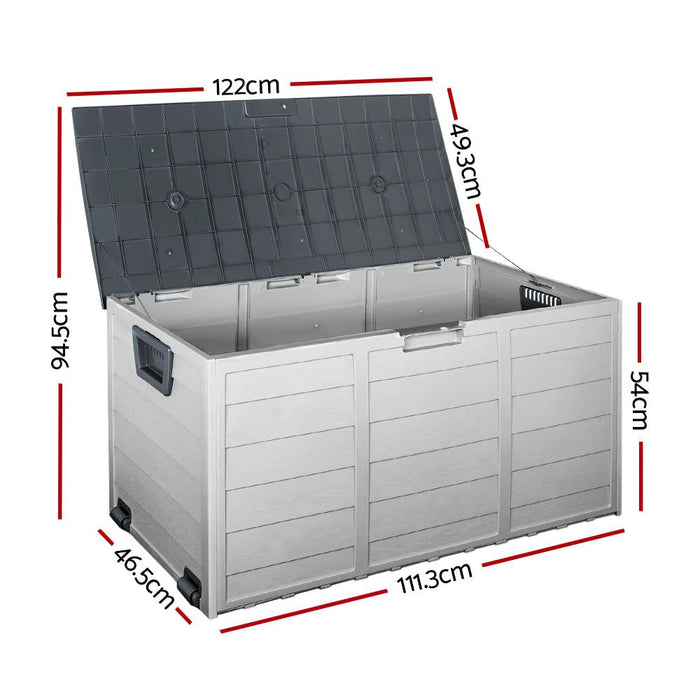 Gardeon Outdoor Storage Box 290L Lockable Organiser Garden Deck Shed Tool Grey -Home Living Store - -