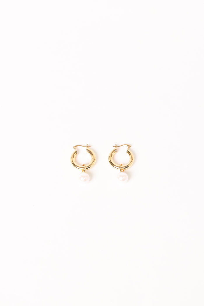 Petal and Pup USA ACCESSORIES Geneva Earrings - Gold/Pearl One Size