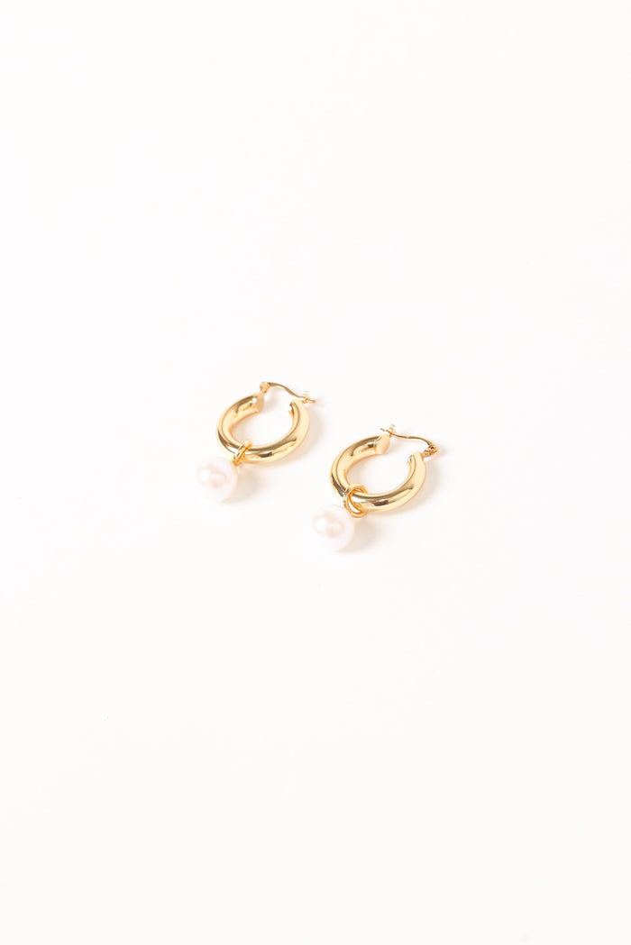 Petal and Pup USA ACCESSORIES Geneva Earrings - Gold/Pearl One Size