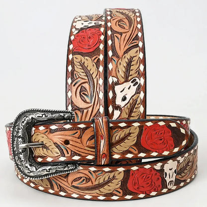 Genuine American Hand Tooled Leather Western Belt