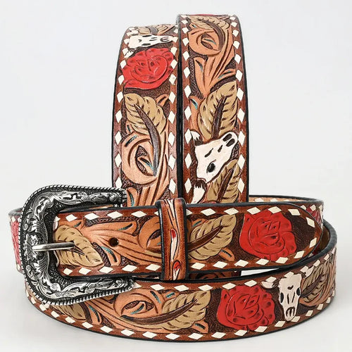 Genuine American Hand Tooled Leather Western Belt