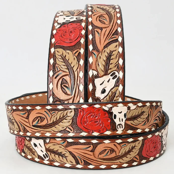 Genuine American Hand Tooled Leather Western Belt