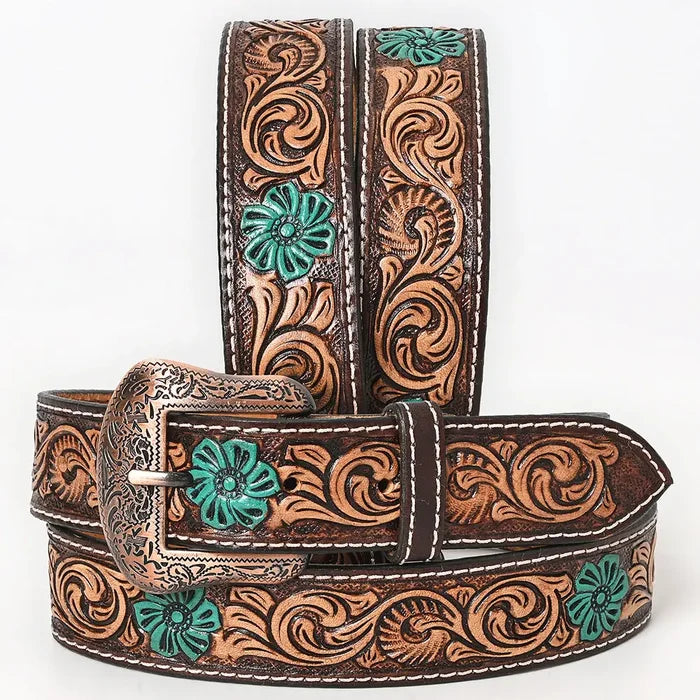 Genuine Hand Tooled Leather Belt