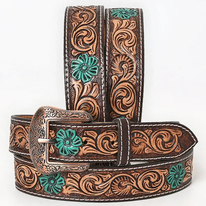 Genuine Hand Tooled Leather Belt
