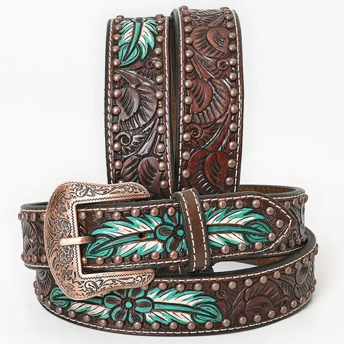 Genuine Hand Tooled Leather Western Belt