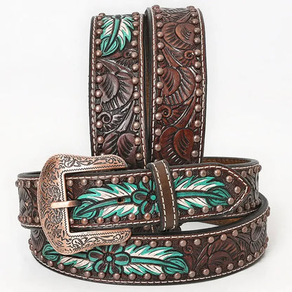 Genuine Hand Tooled Leather Western Belt