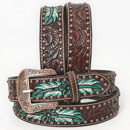 Genuine Hand Tooled Leather Western Belt
