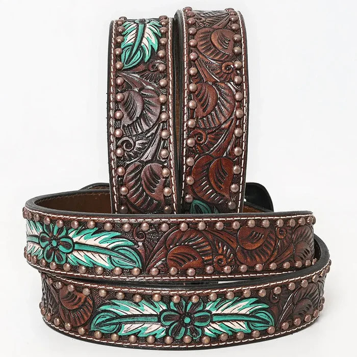Genuine Hand Tooled Leather Western Belt