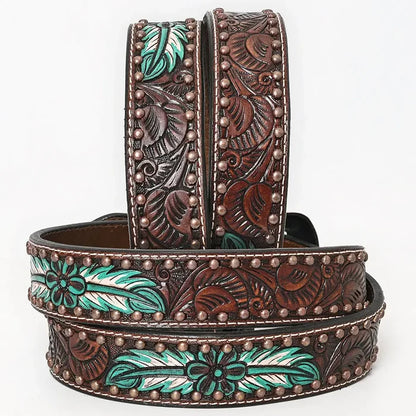 Genuine Hand Tooled Leather Western Belt