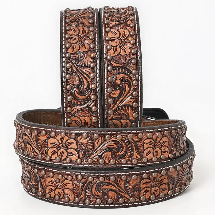 Genuine Hand Tooled Leather Western Belt
