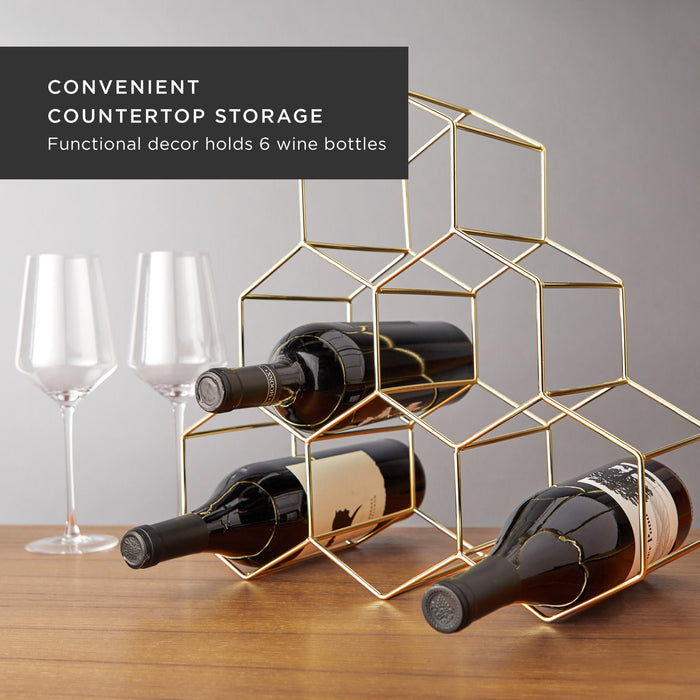 Geo Countertop Wine Rack in Gold (Online Only)