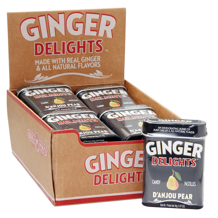 Ginger D'Anjou Pear Delights 1.07oz Tin - 12ct