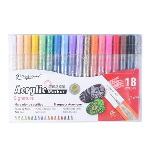 GIORGIONE SIGNATURE 18 PCS ACRYLIC MARKER SET - Maha fashions -  Stationery