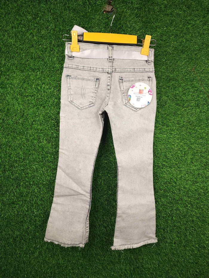 Girls Grey Denim Bell Bottom - Maha fashions -  KIDS CLOTHING