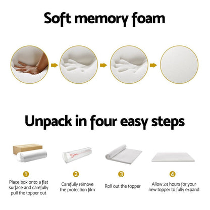 Giselle Bedding Memory Foam Mattress Topper 7-Zone Airflow Pad 8cm Double White -Home Living Store - -