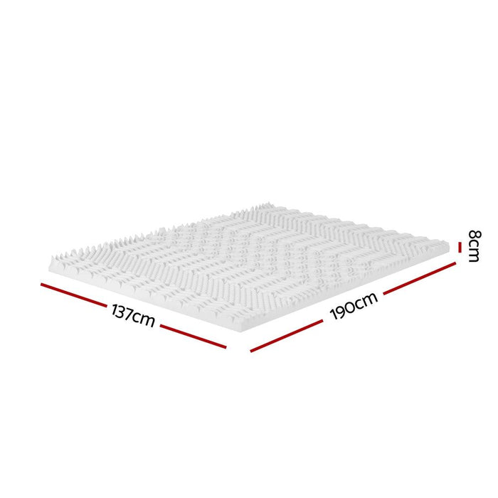 Giselle Bedding Memory Foam Mattress Topper 7-Zone Airflow Pad 8cm Double White -Home Living Store - -