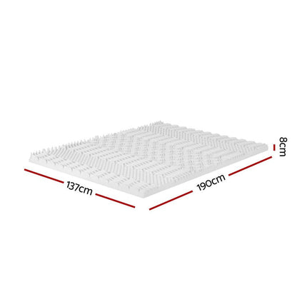 Giselle Bedding Memory Foam Mattress Topper 7-Zone Airflow Pad 8cm Double White -Home Living Store - -