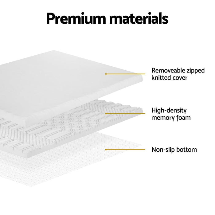 Giselle Bedding Memory Foam Mattress Topper 7-Zone Airflow Pad 8cm Single White -Home Living Store - -