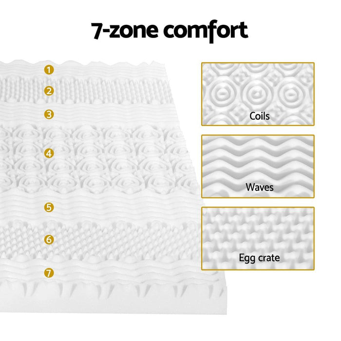 Giselle Bedding Memory Foam Mattress Topper 7-Zone Airflow Pad 8cm Single White -Home Living Store - -