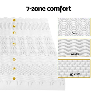Giselle Bedding Memory Foam Mattress Topper 7-Zone Airflow Pad 8cm Single White -Home Living Store - -