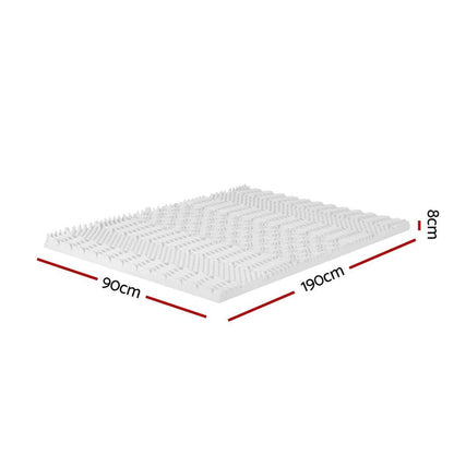 Giselle Bedding Memory Foam Mattress Topper 7-Zone Airflow Pad 8cm Single White -Home Living Store - -