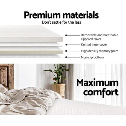 Giselle Bedding Memory Foam Mattress Topper 8cm Single -Home Living Store - -