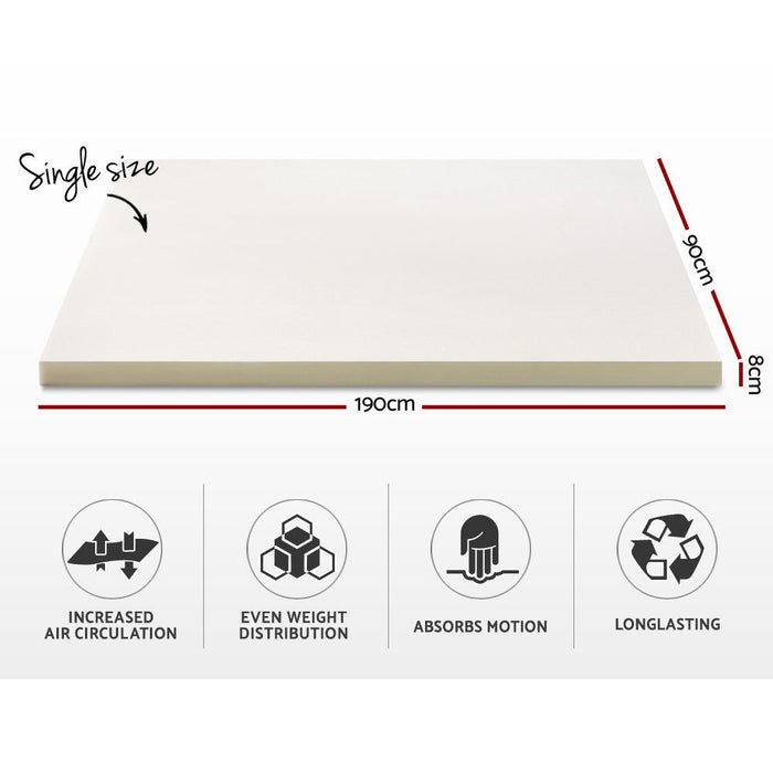 Giselle Bedding Memory Foam Mattress Topper 8cm Single -Home Living Store - -