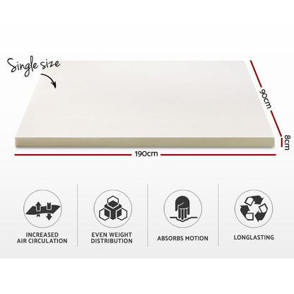 Giselle Bedding Memory Foam Mattress Topper 8cm Single -Home Living Store - -
