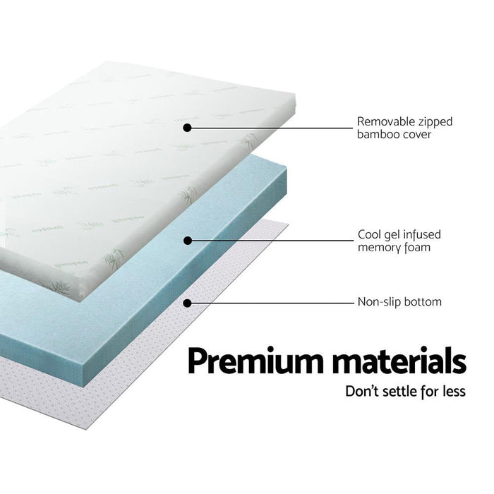 Giselle Bedding Memory Foam Mattress Topper Cool Gel 5cm Double -Home Living Store - -