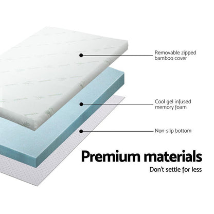 Giselle Bedding Memory Foam Mattress Topper Cool Gel 5cm Double -Home Living Store - -