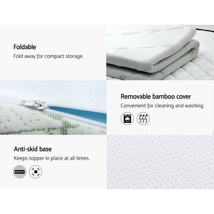 Giselle Bedding Memory Foam Mattress Topper Cool Gel 5cm Double -Home Living Store - -