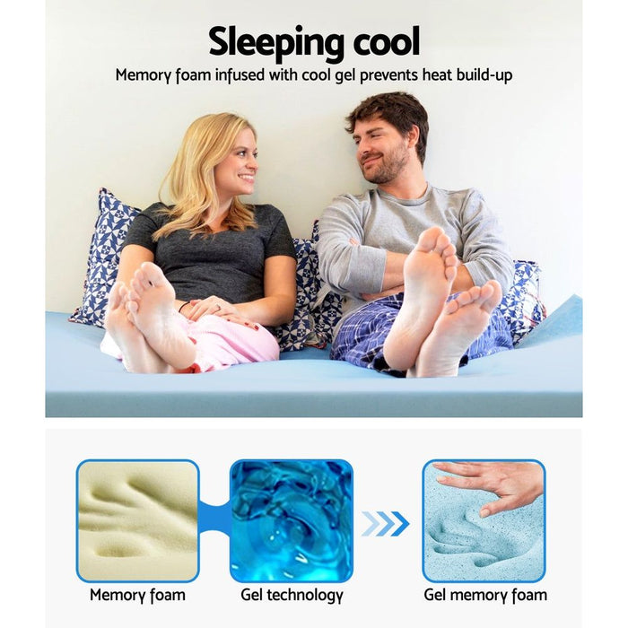 Giselle Bedding Memory Foam Mattress Topper Cool Gel 5cm Queen -Home Living Store - -