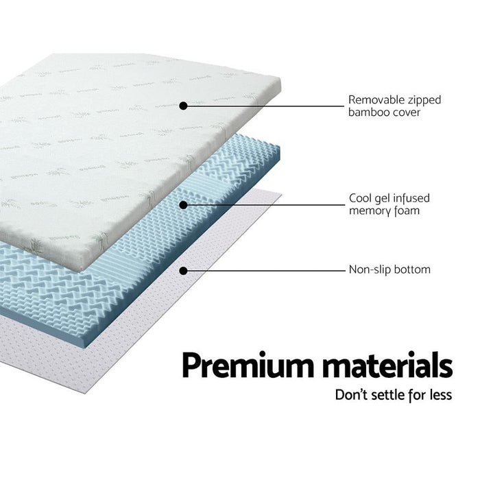 Giselle Bedding Memory Foam Mattress Topper Cool Gel 5cm Queen -Home Living Store - -