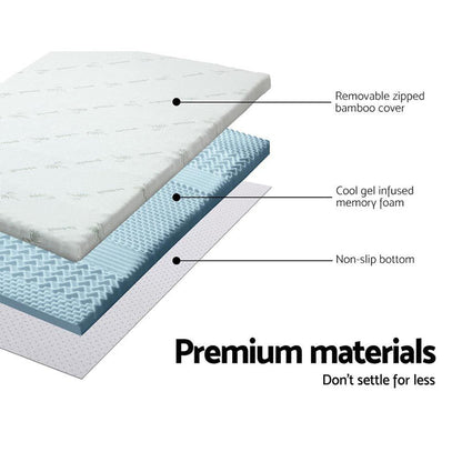 Giselle Bedding Memory Foam Mattress Topper Cool Gel 5cm Queen -Home Living Store - -