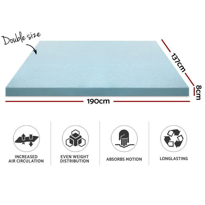 Giselle Bedding Memory Foam Mattress Topper Cool Gel 8cm Double -Home Living Store - -